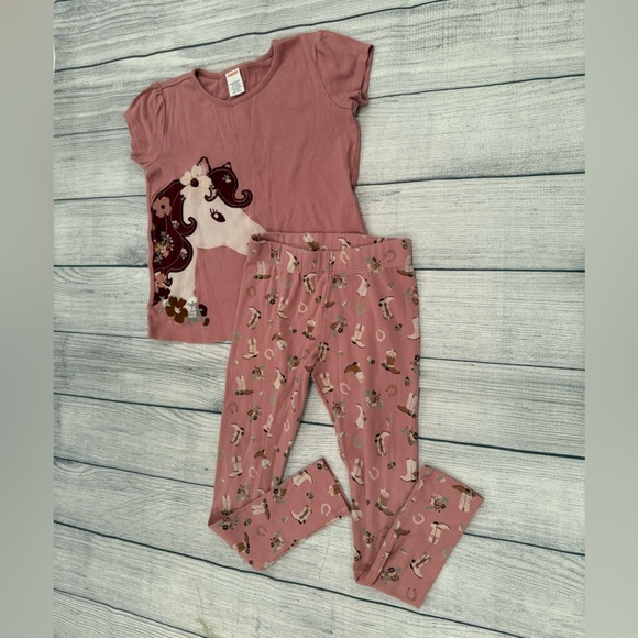 Gymboree Pink Pajama Set with Ruffled Top and Floral Bottoms/girls size 7 - Picture 1 of 12